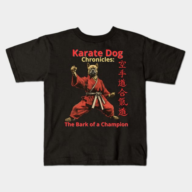 Karate Dog Chronicles: The Bark of a Champion Karate Dog Kids T-Shirt by OscarVanHendrix